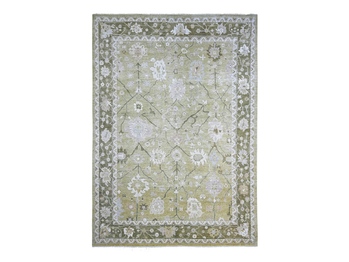 10'0" x 13'6" New Hand Knotted Green Wool Rectangle Oriental Rug - MOA10222707
