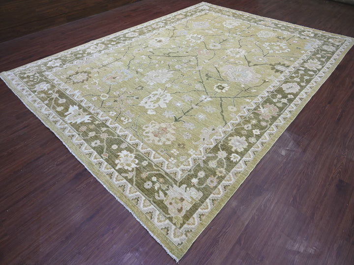 10'0" x 13'6" New Hand Knotted Green Wool Rectangle Oriental Rug - MOA10222707