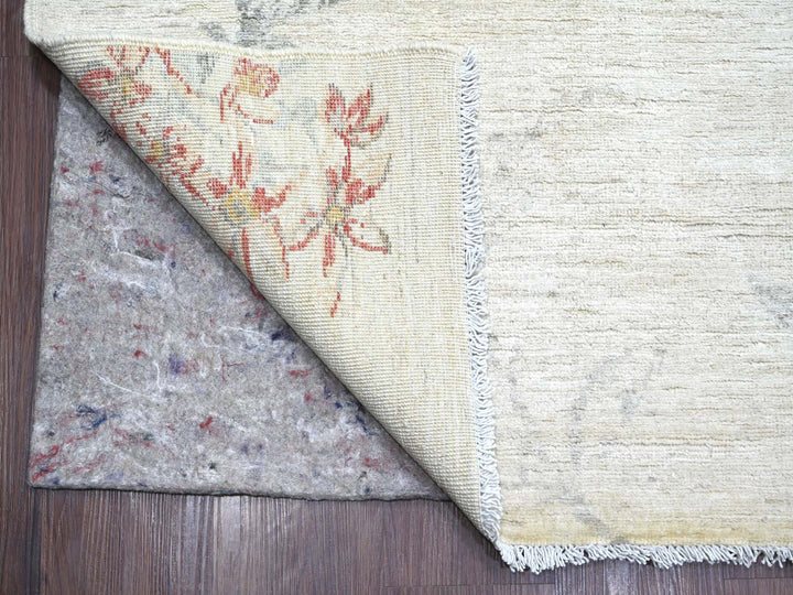 9'11" x 13'4" New Hand Knotted Ivory Wool Rectangle Oriental Rug - MOA10222709