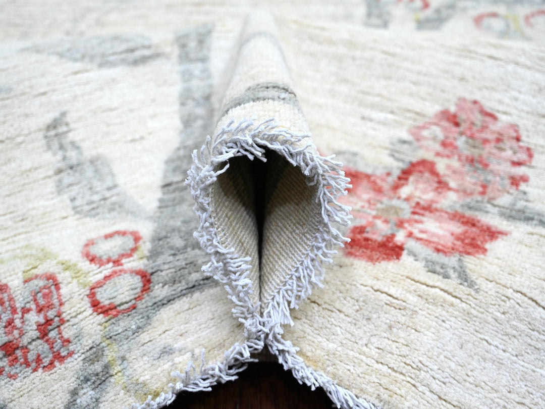 9'11" x 13'4" New Hand Knotted Ivory Wool Rectangle Oriental Rug - MOA10222709