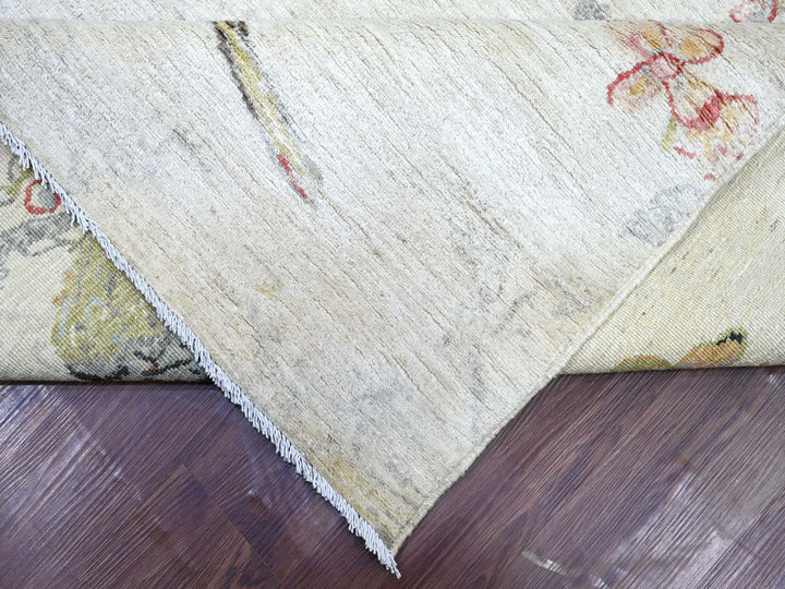 9'11" x 13'4" New Hand Knotted Ivory Wool Rectangle Oriental Rug - MOA10222709