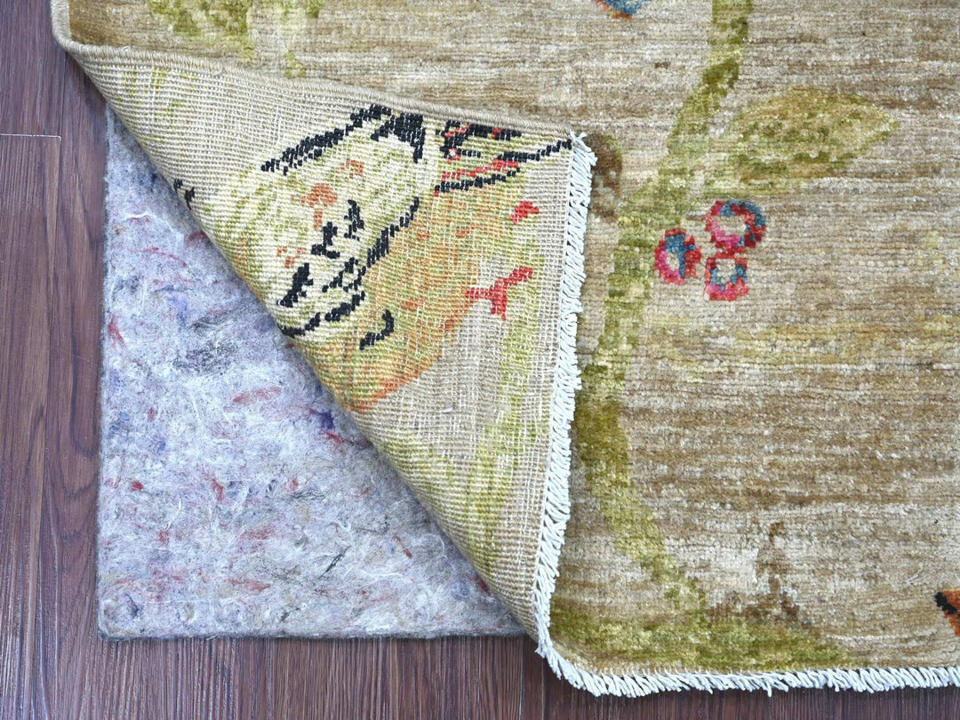 1'11" x 3'0" New Hand Knotted Beige Wool Rectangle Oriental Rug - MOA10222711