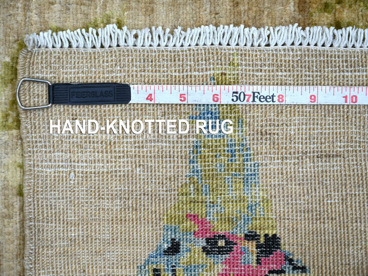 1'11" x 3'0" New Hand Knotted Beige Wool Rectangle Oriental Rug - MOA10222711