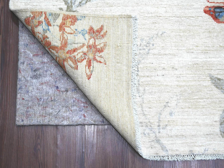9'11" x 14'1" New Hand Knotted Ivory Wool Rectangle Oriental Rug - MOA10222712