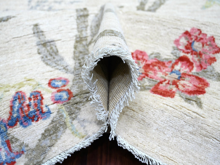 9'11" x 14'1" New Hand Knotted Ivory Wool Rectangle Oriental Rug - MOA10222712