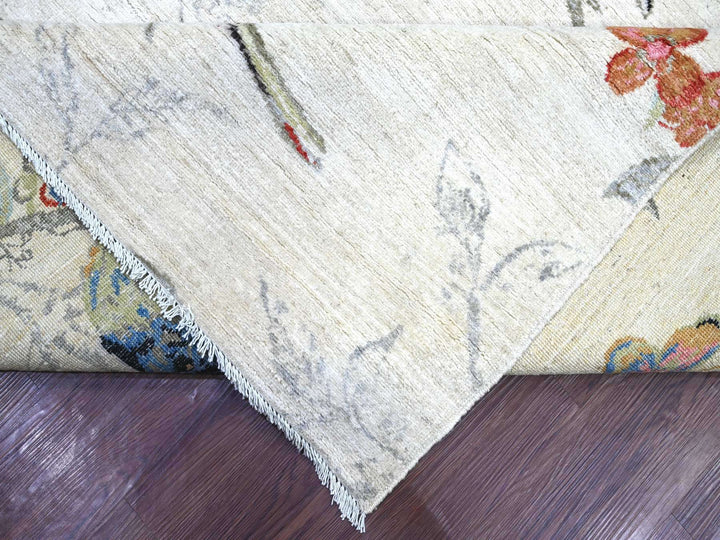 9'11" x 14'1" New Hand Knotted Ivory Wool Rectangle Oriental Rug - MOA10222712