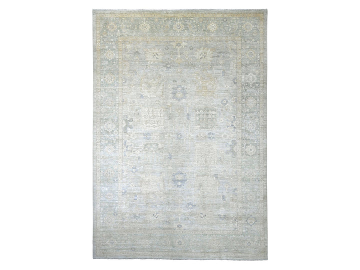 9'10" x 13'10" New Hand Knotted Grey Wool Rectangle Oriental Rug - MOA10222713