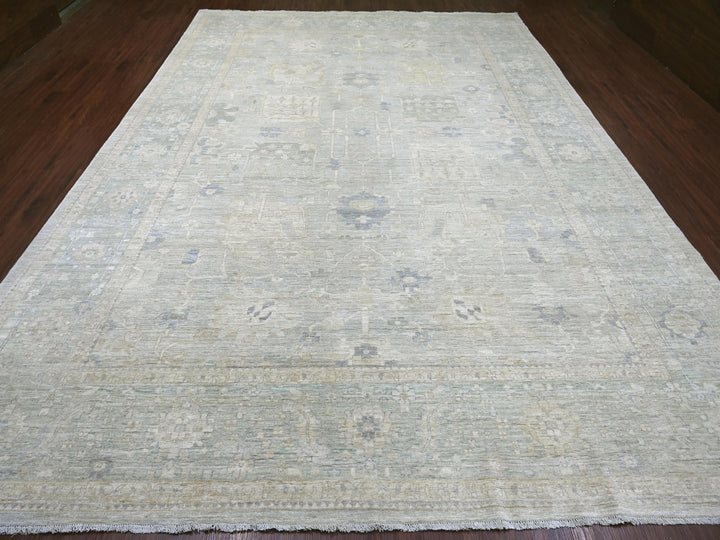 9'10" x 13'10" New Hand Knotted Grey Wool Rectangle Oriental Rug - MOA10222713