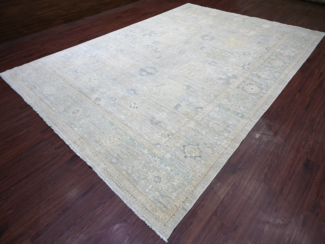 9'10" x 13'10" New Hand Knotted Grey Wool Rectangle Oriental Rug - MOA10222713