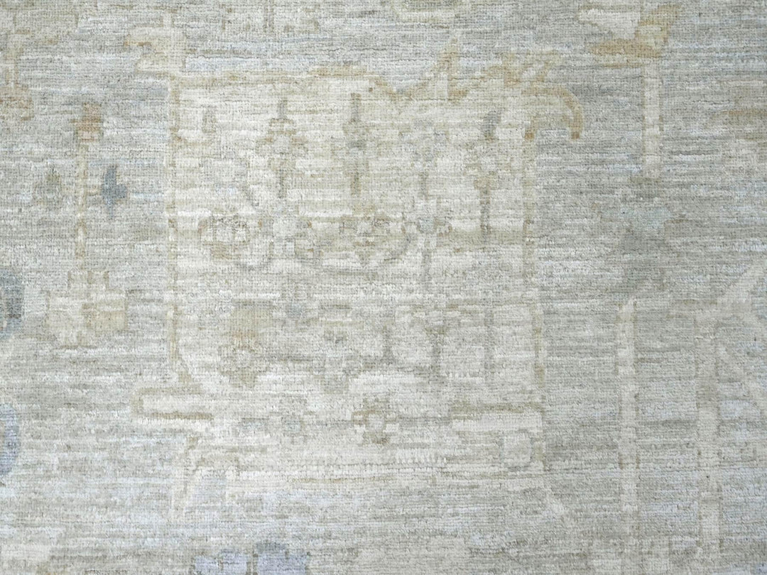 9'10" x 13'10" New Hand Knotted Grey Wool Rectangle Oriental Rug - MOA10222713