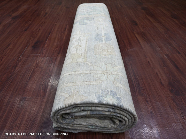 9'10" x 13'10" New Hand Knotted Grey Wool Rectangle Oriental Rug - MOA10222713