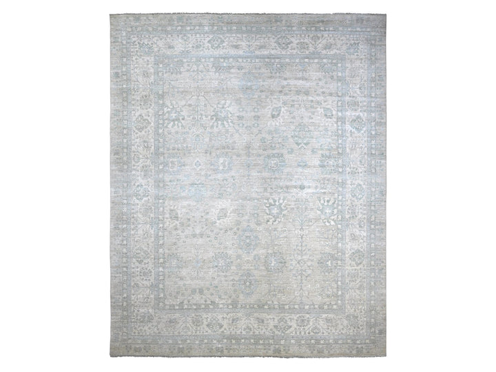 11'7" x 14'6" New Hand Knotted Grey Wool Rectangle Oriental Rug - MOA10222714