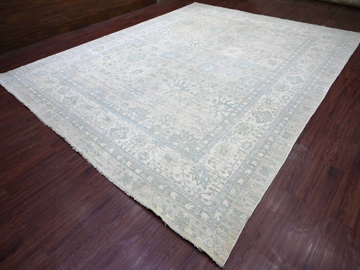 11'7" x 14'6" New Hand Knotted Grey Wool Rectangle Oriental Rug - MOA10222714