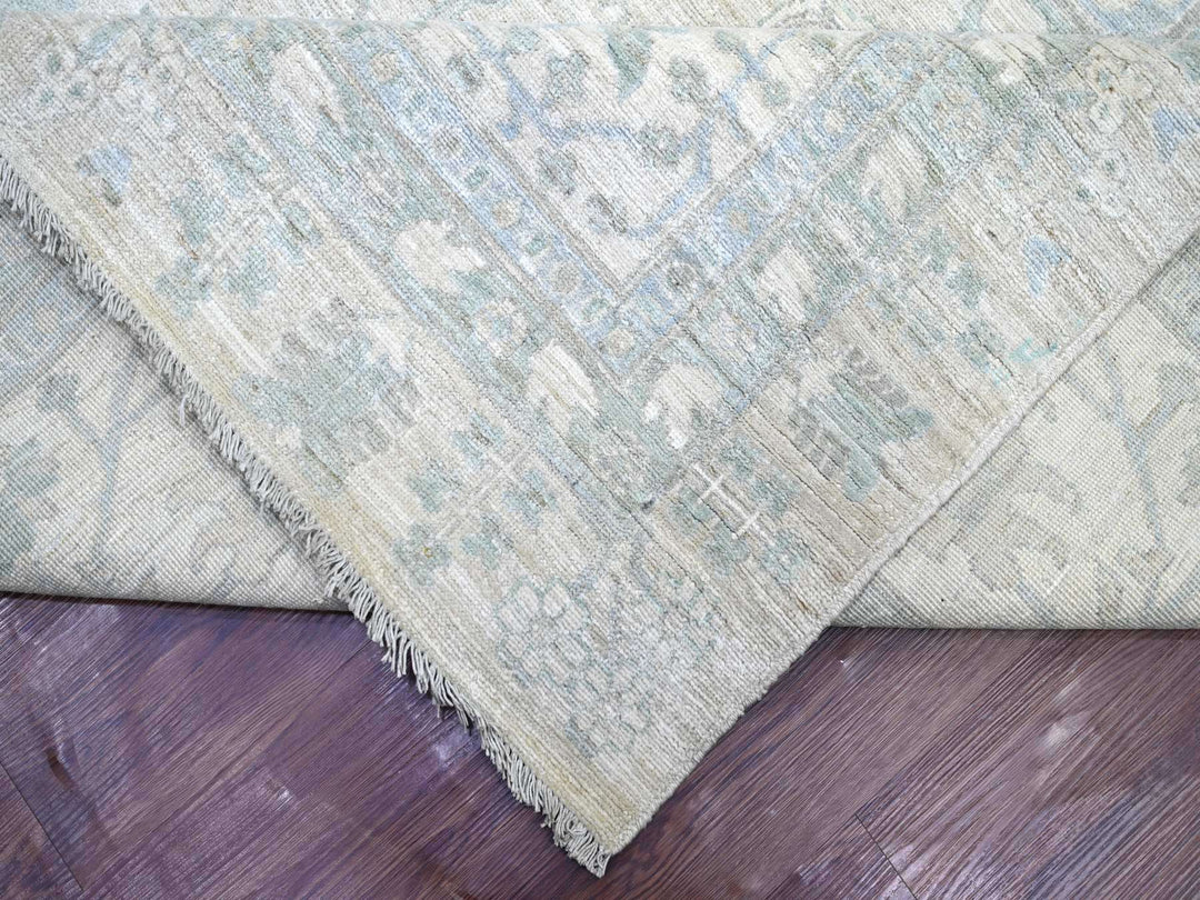 11'7" x 14'6" New Hand Knotted Grey Wool Rectangle Oriental Rug - MOA10222714