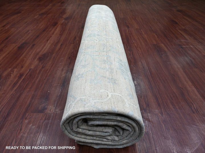 11'7" x 14'6" New Hand Knotted Grey Wool Rectangle Oriental Rug - MOA10222714
