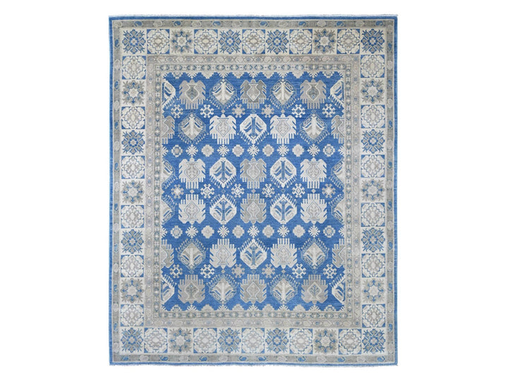 7'10" x 9'7" New Hand Knotted Blue Wool Rectangle Oriental Rug - MOA10222716