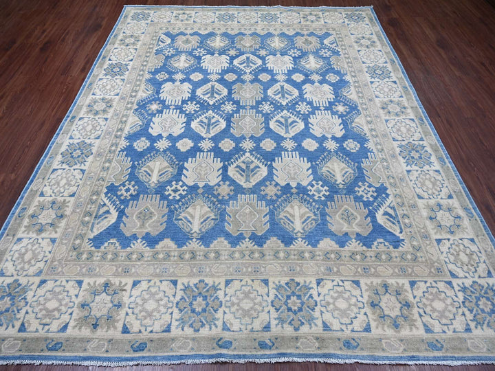 7'10" x 9'7" New Hand Knotted Blue Wool Rectangle Oriental Rug - MOA10222716