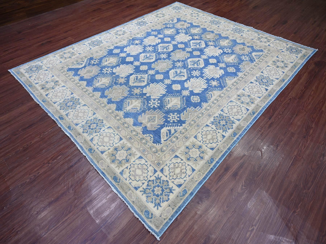7'10" x 9'7" New Hand Knotted Blue Wool Rectangle Oriental Rug - MOA10222716