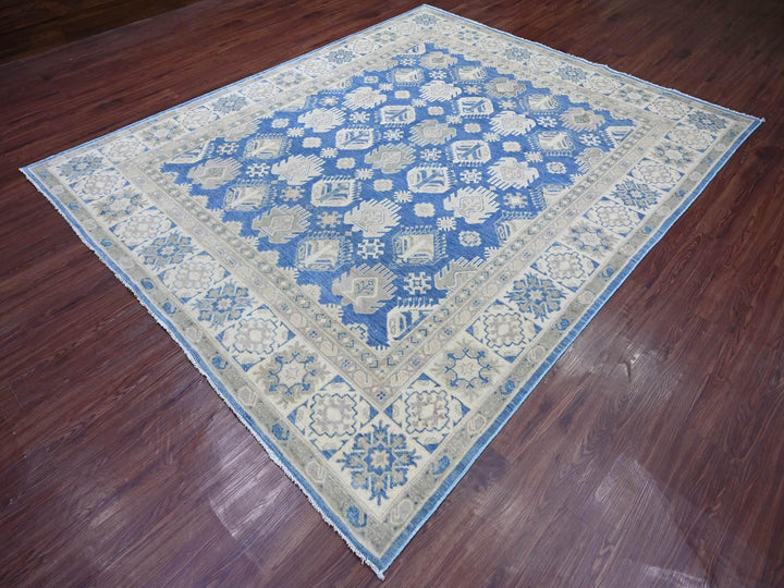 7'10" x 9'7" New Hand Knotted Blue Wool Rectangle Oriental Rug - MOA10222716
