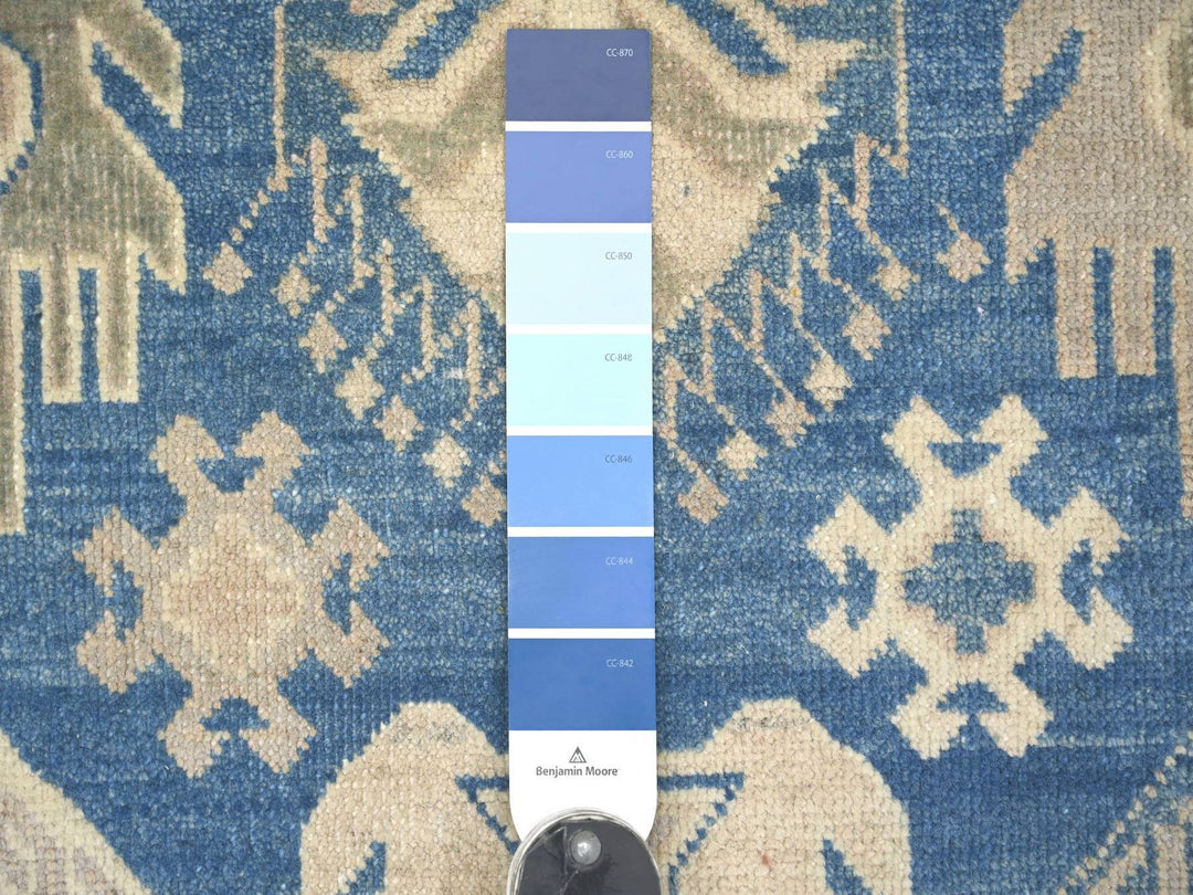 7'10" x 9'7" New Hand Knotted Blue Wool Rectangle Oriental Rug - MOA10222716