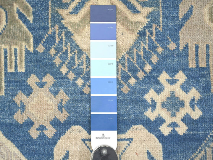 7'10" x 9'7" New Hand Knotted Blue Wool Rectangle Oriental Rug - MOA10222716