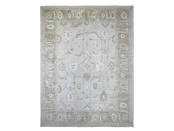 12'0" x 15'7" New Hand Knotted Green Wool Rectangle Oriental Rug - MOA10222719