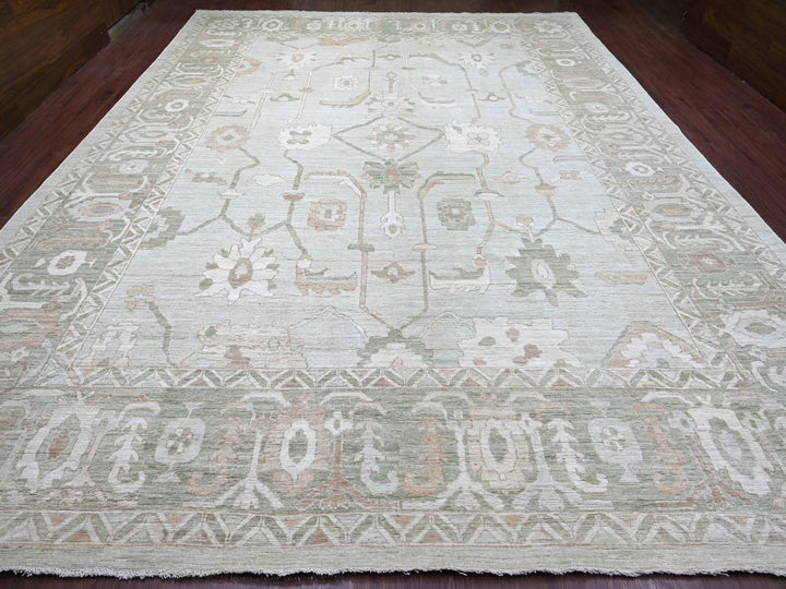 12'0" x 15'7" New Hand Knotted Green Wool Rectangle Oriental Rug - MOA10222719