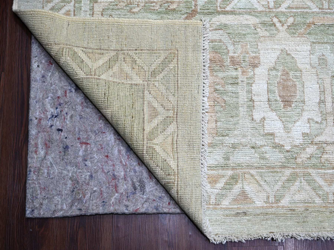 12'0" x 15'7" New Hand Knotted Green Wool Rectangle Oriental Rug - MOA10222719