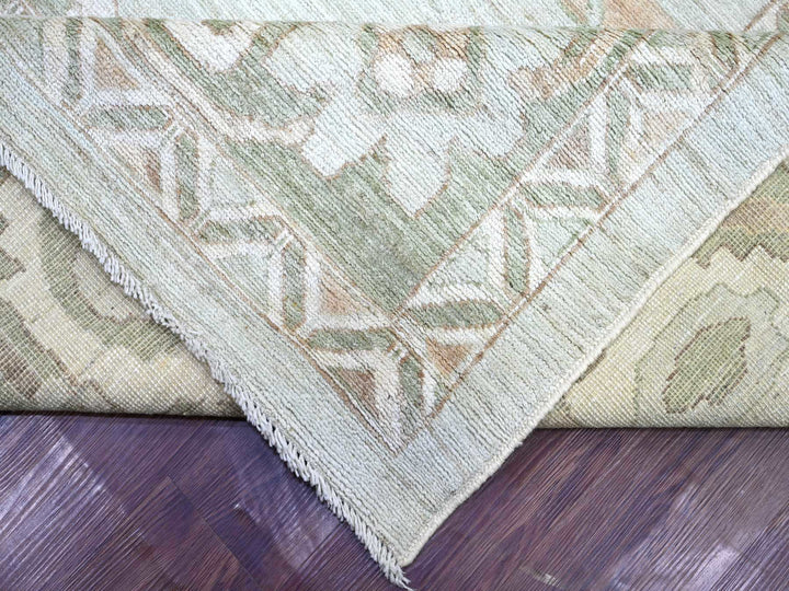 12'0" x 15'7" New Hand Knotted Green Wool Rectangle Oriental Rug - MOA10222719