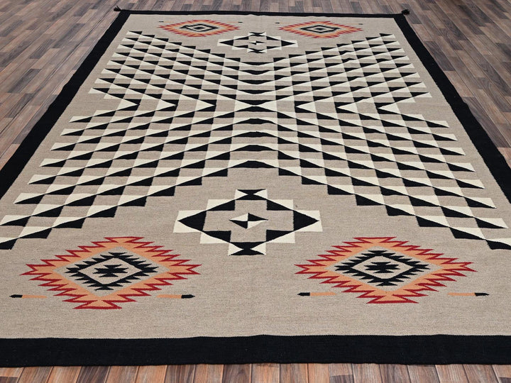8'11" x 11'10" New Hand Woven Brown Wool Rectangle Oriental Rug - MOA1022271