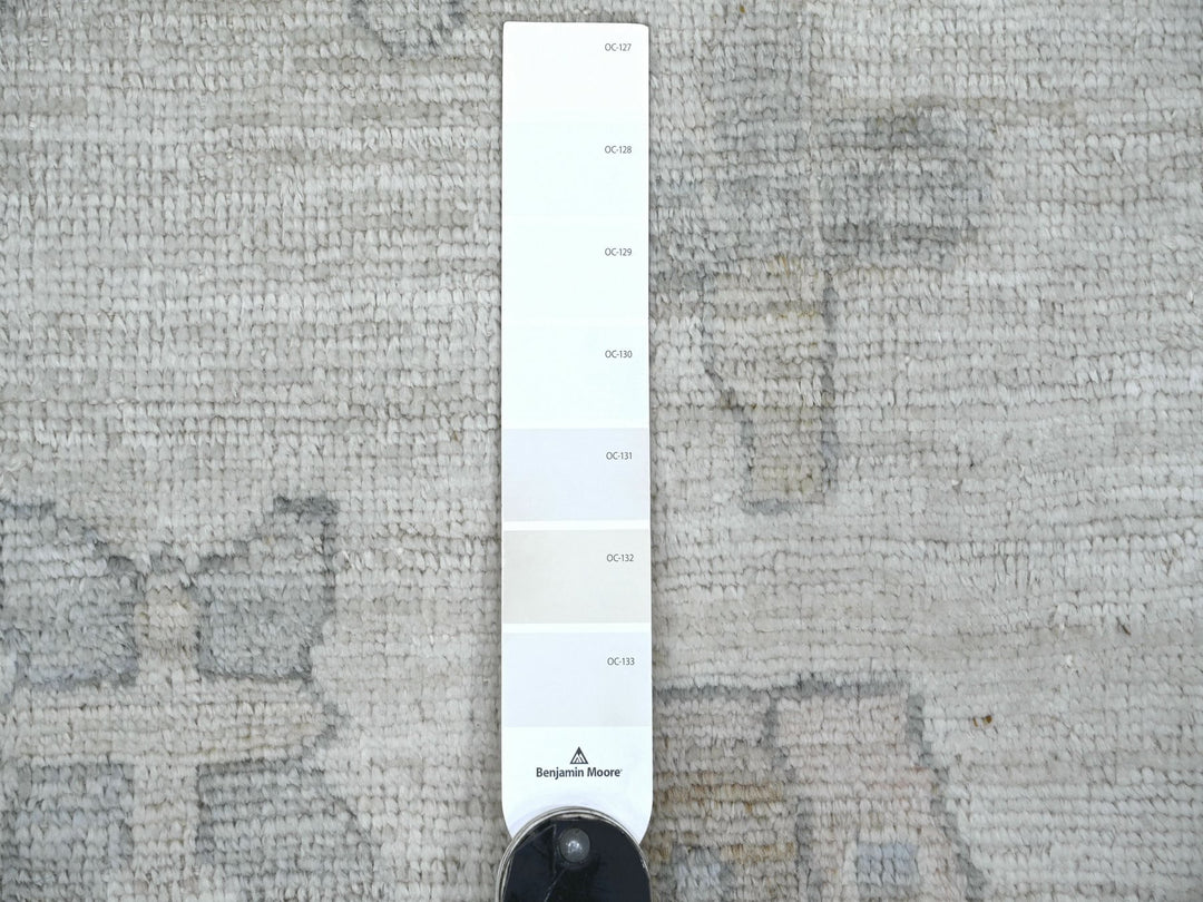 12'3" x 15'7" New Hand Knotted Ivory Wool Rectangle Oriental Rug - MOA10222720