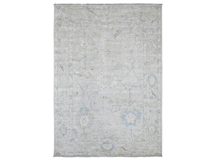 6'1" x 8'10" New Hand Knotted Grey Wool Rectangle Oriental Rug - MOA10222721