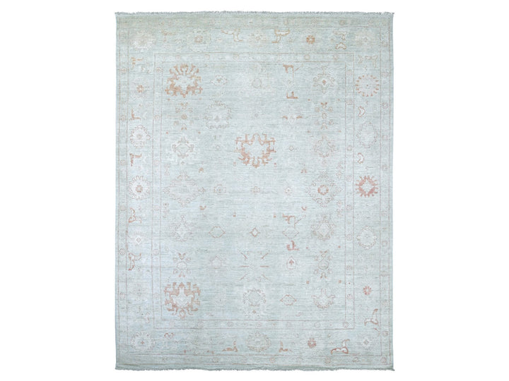 8'9" x 11'8" New Hand Knotted Green Wool Rectangle Oriental Rug - MOA10222722
