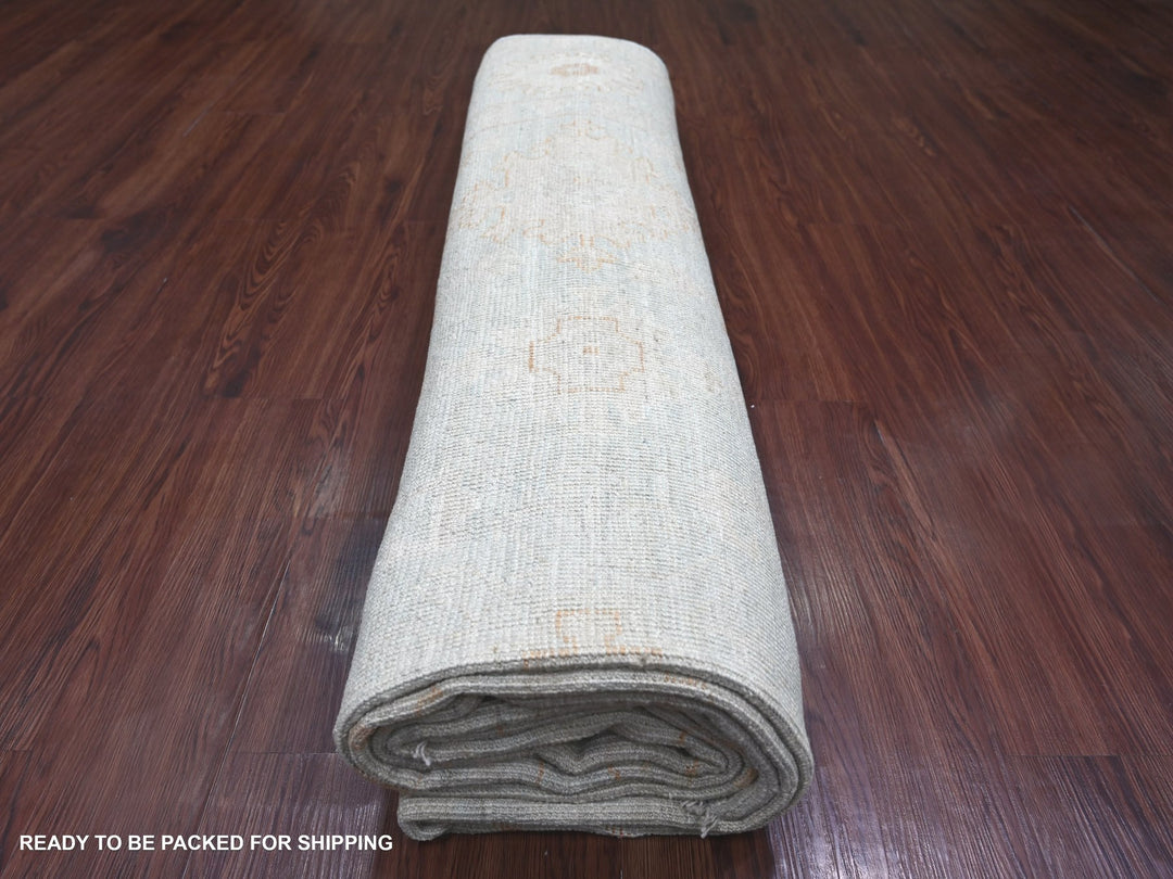 8'9" x 11'8" New Hand Knotted Green Wool Rectangle Oriental Rug - MOA10222722