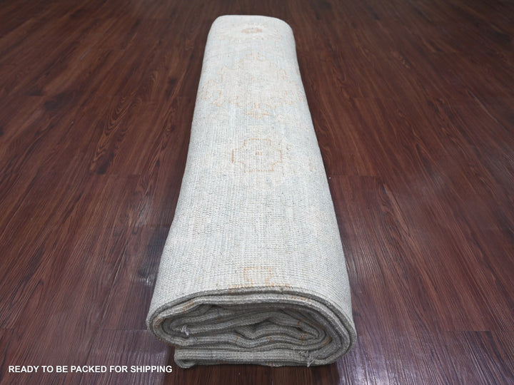 8'9" x 11'8" New Hand Knotted Green Wool Rectangle Oriental Rug - MOA10222722