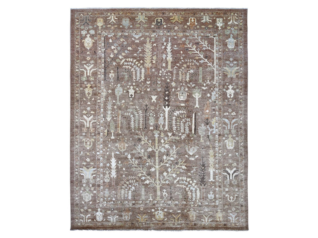 9'6" x 11'8" New Hand Knotted Brown Wool Rectangle Oriental Rug - MOA10222724