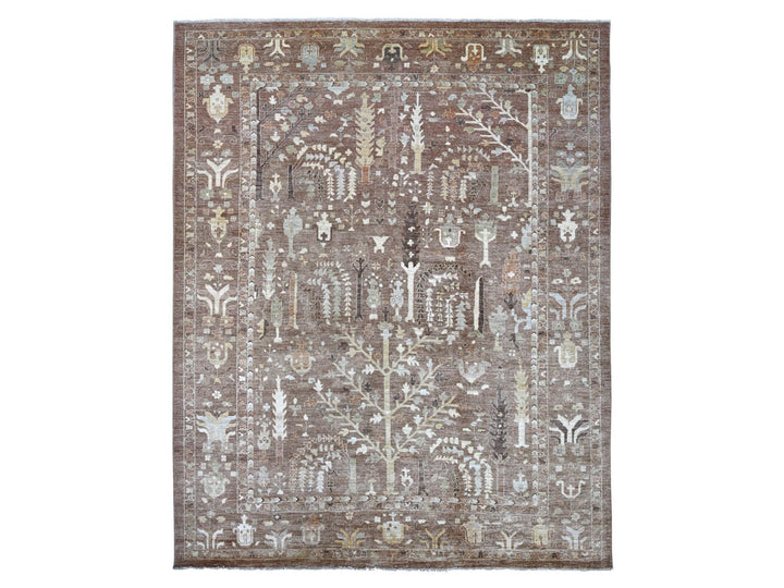 9'6" x 11'8" New Hand Knotted Brown Wool Rectangle Oriental Rug - MOA10222724