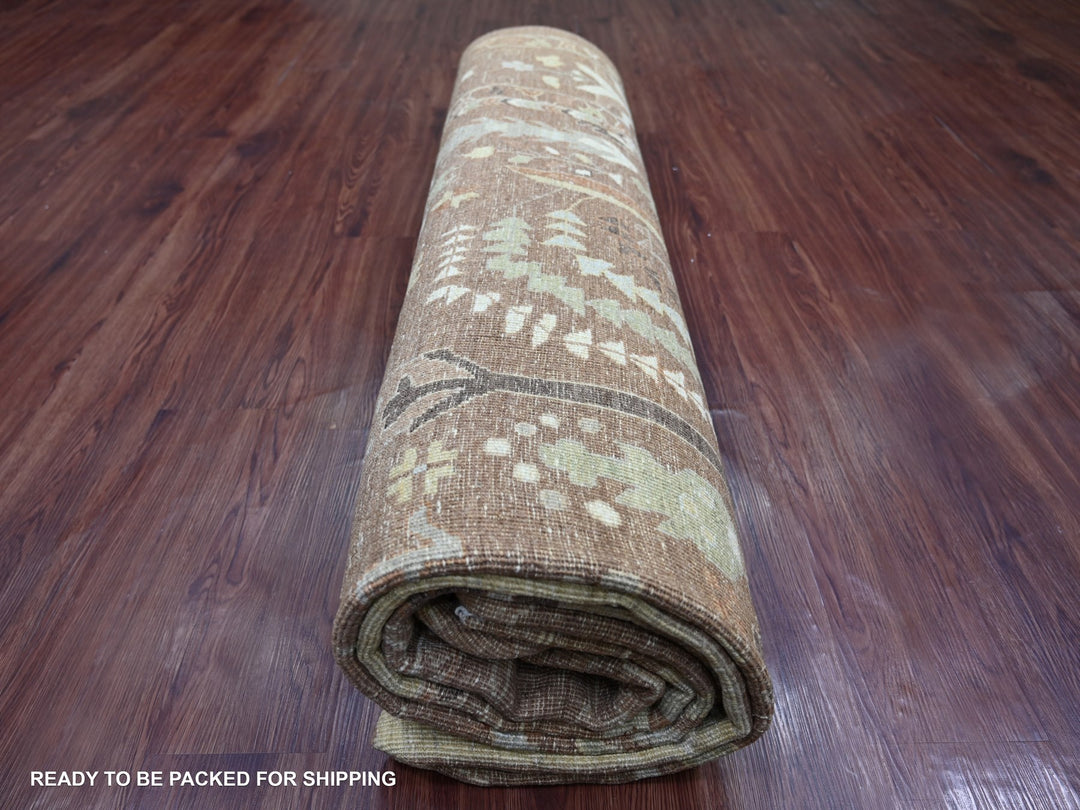 9'6" x 11'8" New Hand Knotted Brown Wool Rectangle Oriental Rug - MOA10222724