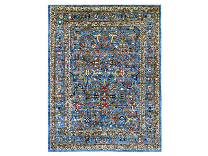9'2" x 11'8" New Hand Knotted Blue Wool Rectangle Oriental Rug - MOA10222725