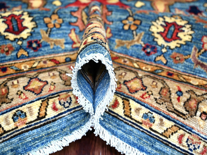 9'2" x 11'8" New Hand Knotted Blue Wool Rectangle Oriental Rug - MOA10222725