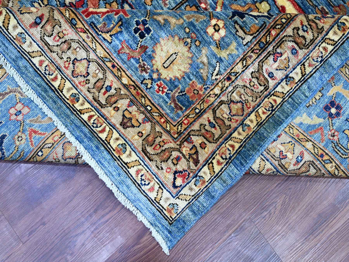 9'2" x 11'8" New Hand Knotted Blue Wool Rectangle Oriental Rug - MOA10222725