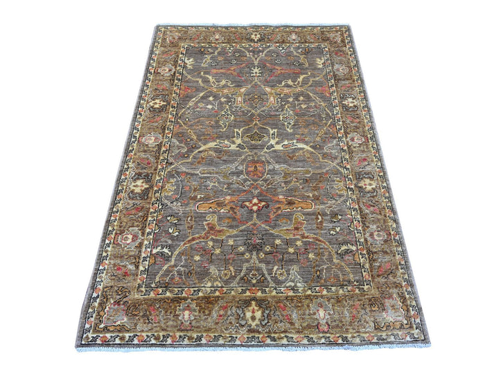 4'0" x 5'11" New Hand Knotted Brown Wool Rectangle Oriental Rug - MOA10222727