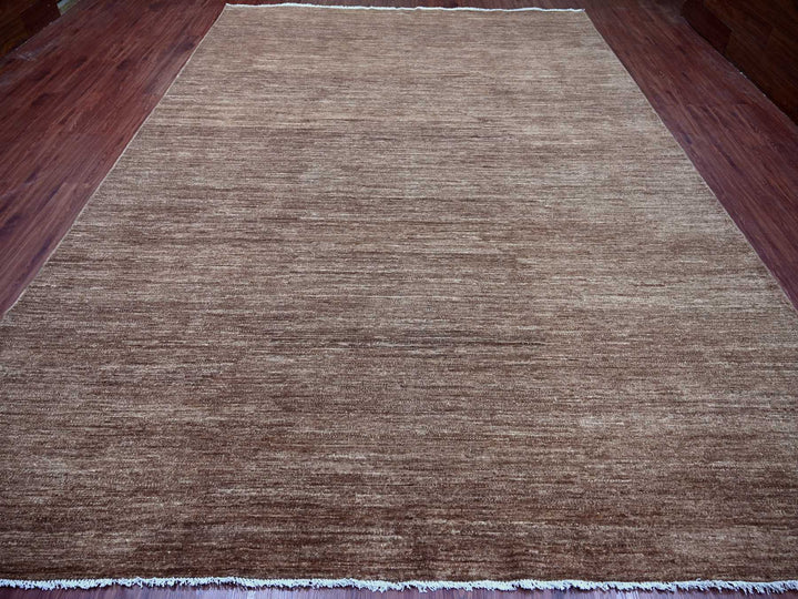 9'8" x 13'4" New Hand Knotted Brown Wool Rectangle Oriental Rug - MOA10222729