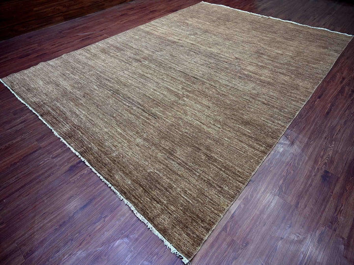 9'8" x 13'4" New Hand Knotted Brown Wool Rectangle Oriental Rug - MOA10222729