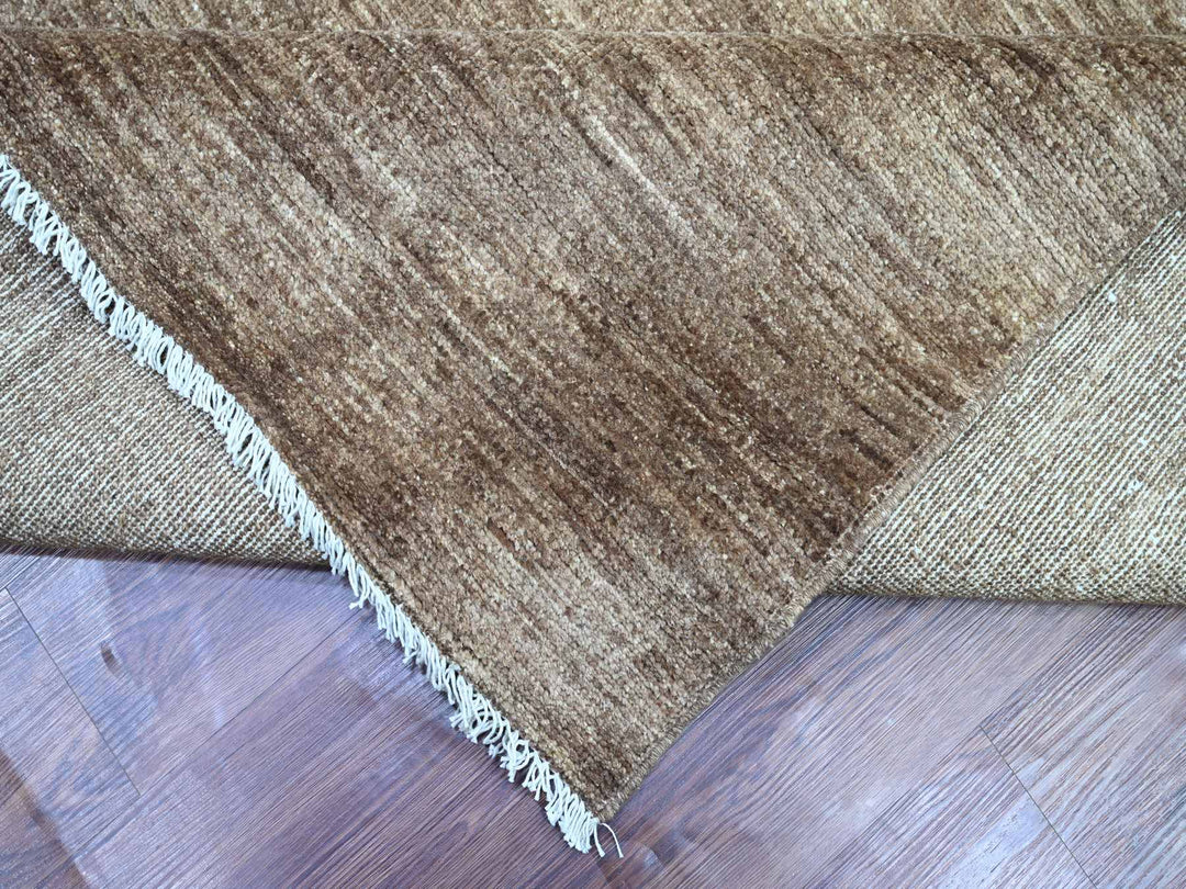 9'8" x 13'4" New Hand Knotted Brown Wool Rectangle Oriental Rug - MOA10222729