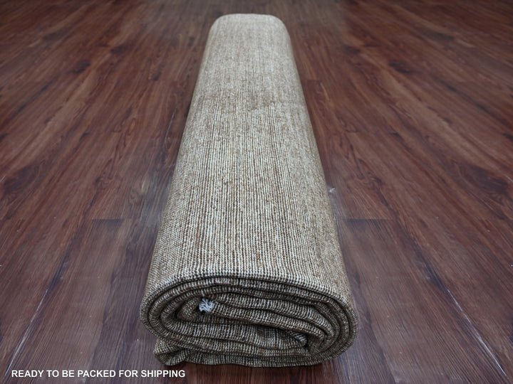 9'8" x 13'4" New Hand Knotted Brown Wool Rectangle Oriental Rug - MOA10222729