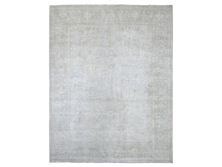 9'2" x 11'6" New Hand Knotted Grey Wool Rectangle Oriental Rug - MOA10222732