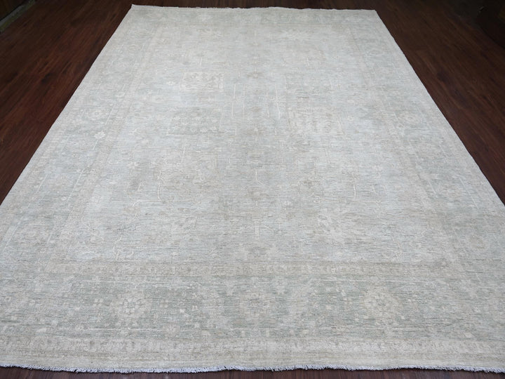 9'2" x 11'6" New Hand Knotted Grey Wool Rectangle Oriental Rug - MOA10222732