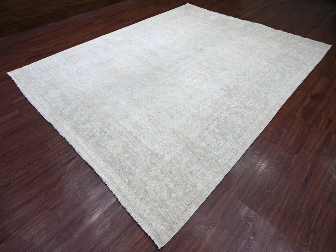 9'2" x 11'6" New Hand Knotted Grey Wool Rectangle Oriental Rug - MOA10222732