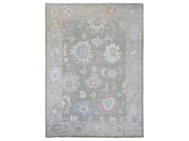 9'11" x 13'8" New Hand Knotted Green Wool Rectangle Oriental Rug - MOA10222736